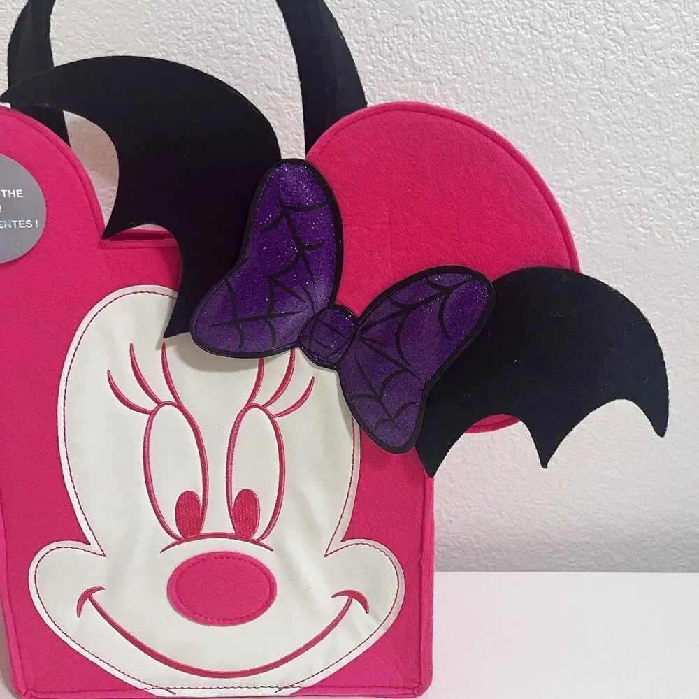 Disney Minnie Mouse Bat Halloween Pink Glow-in-the-Dark Trick or Treat Candy Bag